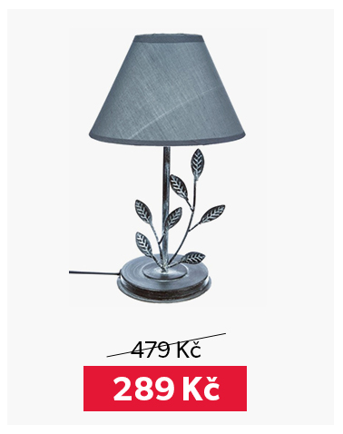 Stolní lampa FEUILLE, květinový motiv s modrým difuzorem, 35 cm